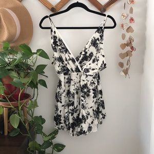 Cute Black and White Romper Open back